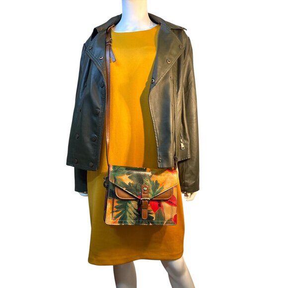 Tommy Hilfiger Mustard Ruffle Sleeve Shift Midi Dress Size 10 Polyester EUC - Picture 10 of 11